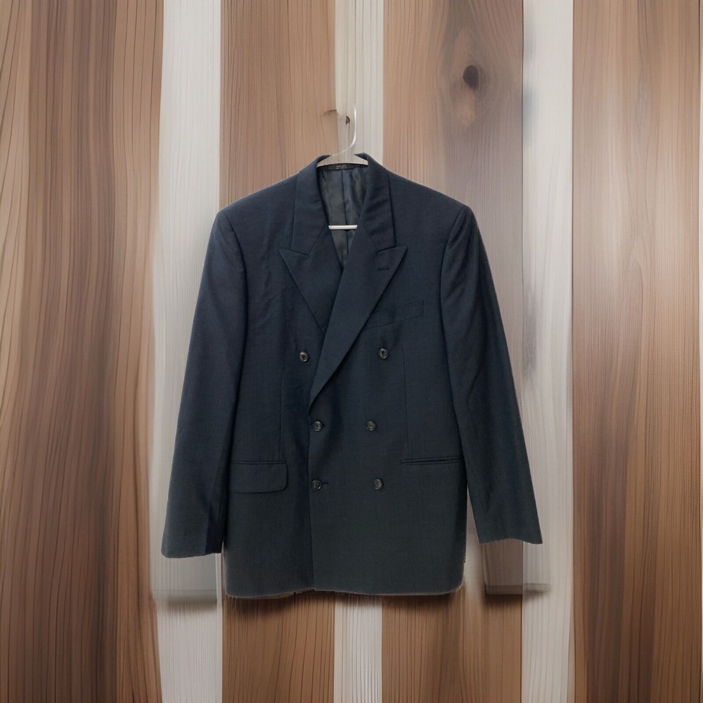 Men's Suit Jacket Jones NY Size 40 Blazer Black 100% Wool Formal